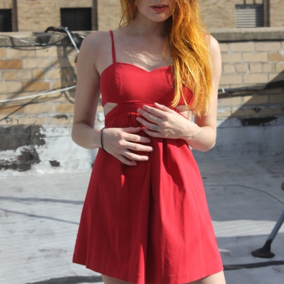 Red UO Cut-Out Dress - Picture 1 of 3